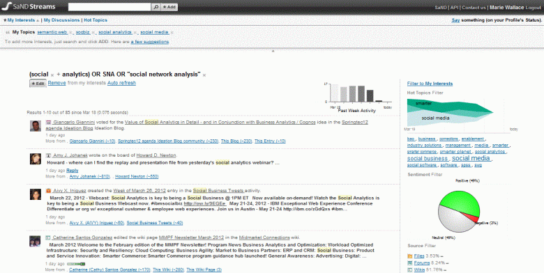SaND Streams - Social Analytics & Discovery - IBM Connections